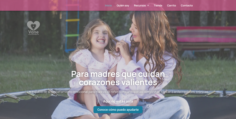 Sitio web de Vane a Coraz&oacute;n Abierto, acompa&ntilde;amiento emocional para madres de ni&ntilde;os con cardiopat&iacute;as